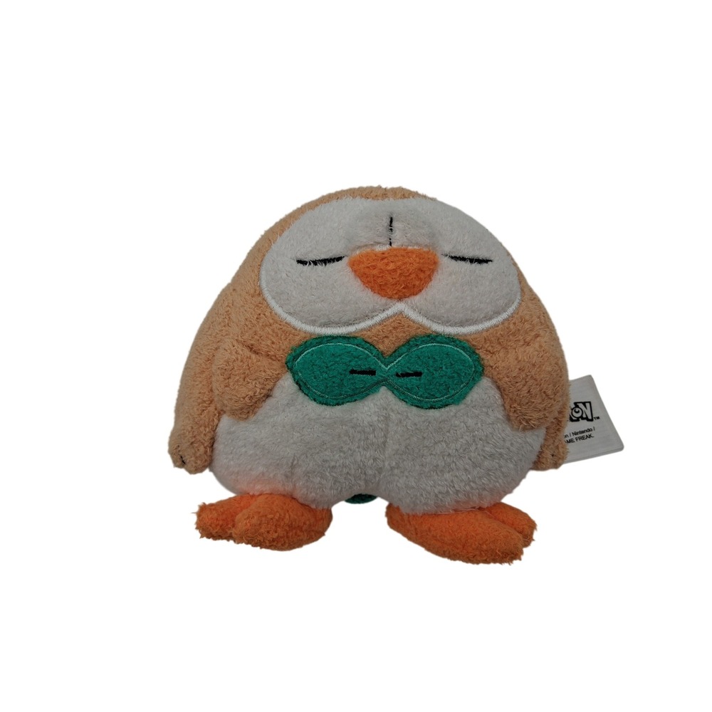 Pokemon Rowlet Plush Kids 5" Brown Sleeping Grass Type Jazwares Toy